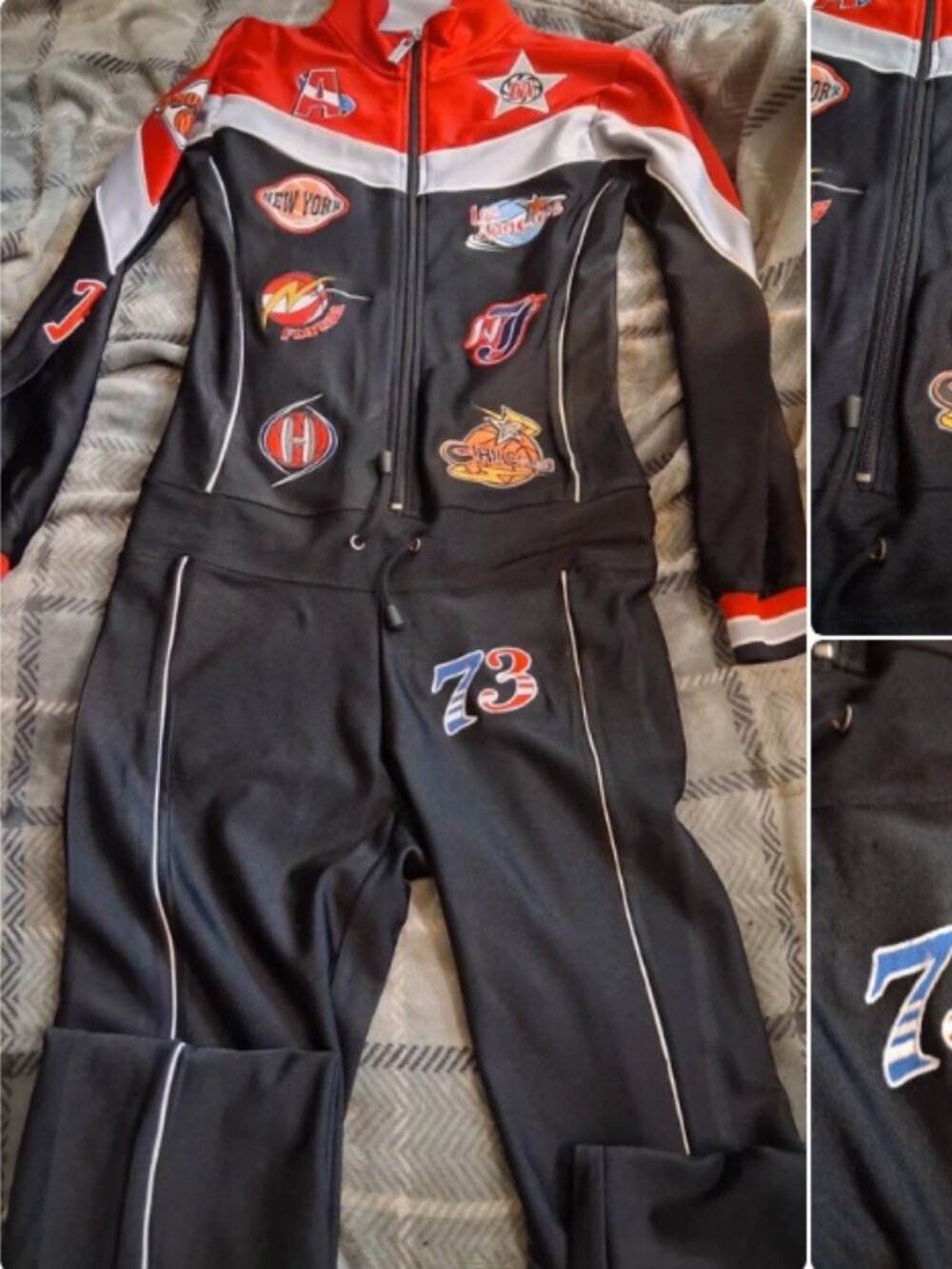 Patched jump suit